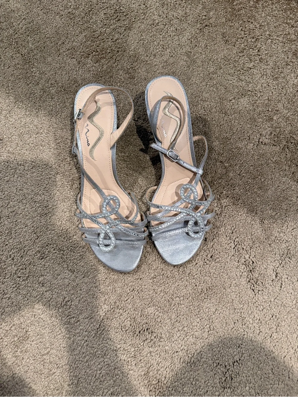 Nina Metallic Silver Strappy Evening Sandals